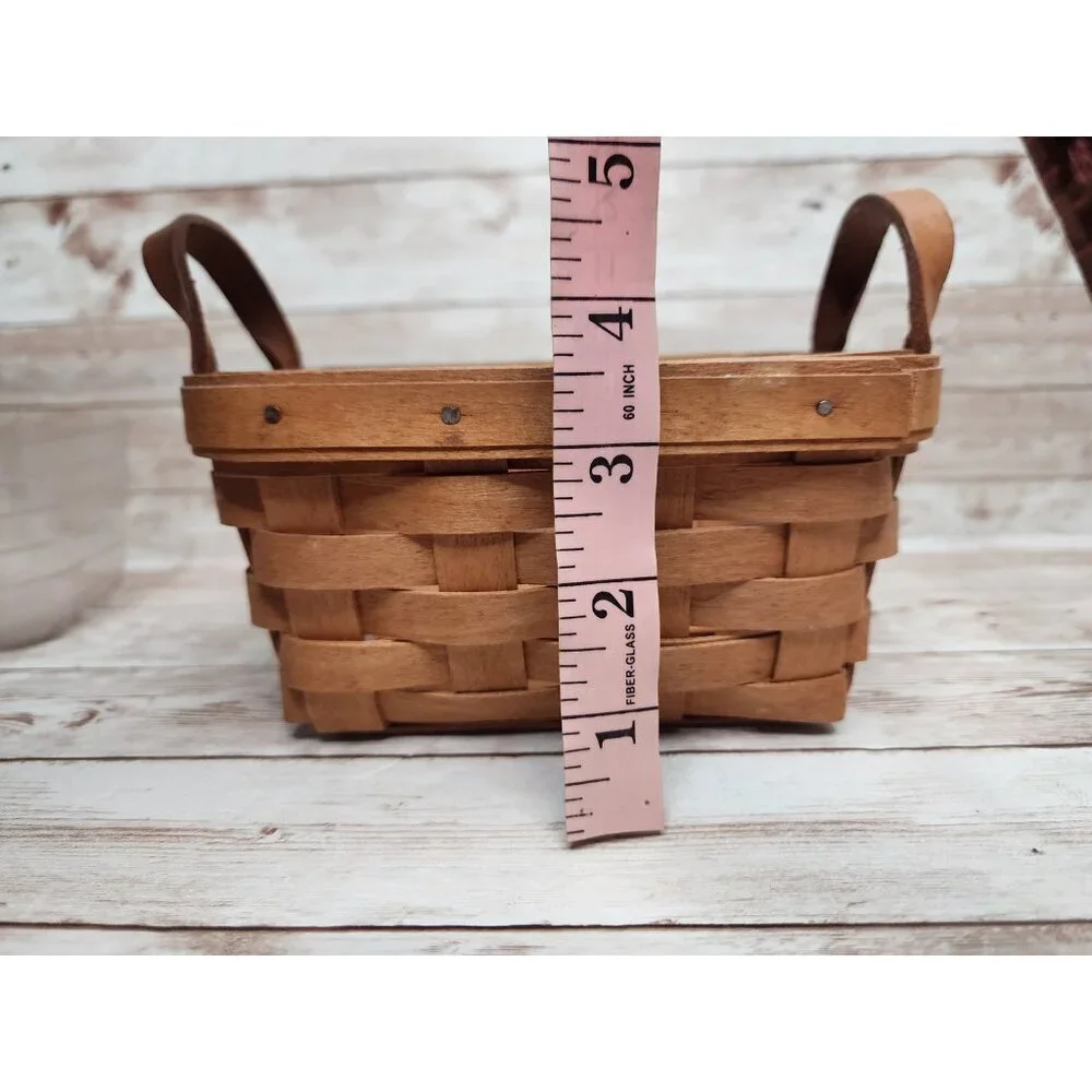 Longaberger Rectangular Tea Basket 10740 With Plastic Liner and Leather Handles